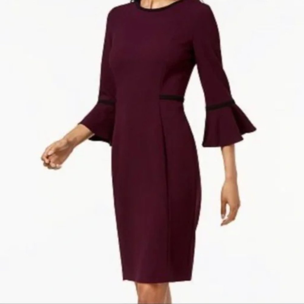Calvin Klein Sheath Dress with Flared Sleeves
